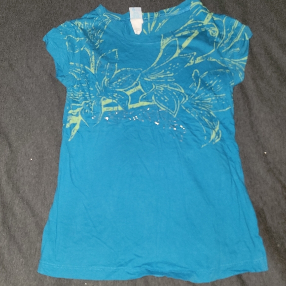 Split Flower T-Shirt - Medium - Teal - Picture 1 of 3